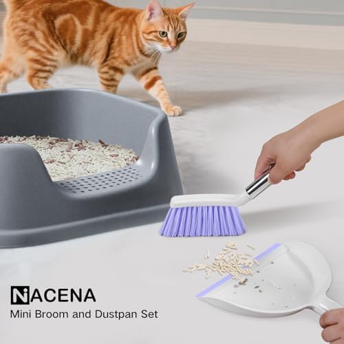 NACENA Mini Broom and Dustpan Set, Small Dust Pan and Brush Set, Light&Purple - Image 7