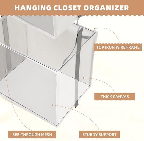 STORAGE MANIAC 2-Tier Hanging Closet Organizer, Fabric Storage Baskets - Image 4