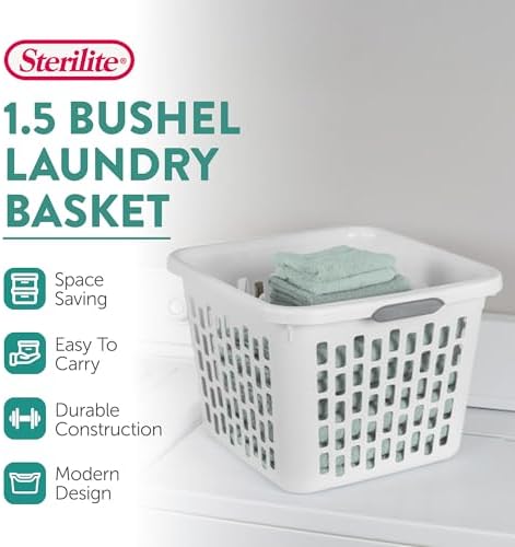 Sterilite Square Laundry Basket, Plastic Clothes Hamper, 24 Pack - Image 2