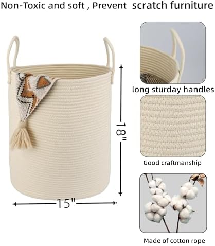 XUANGUO Cotton Rope Laundry Basket Hamper - Image 2