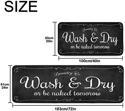 Laundry Room Long Mat Area Rug Non-Slip Floor Mat Waterproof Farmhouse Carpet - Image 2
