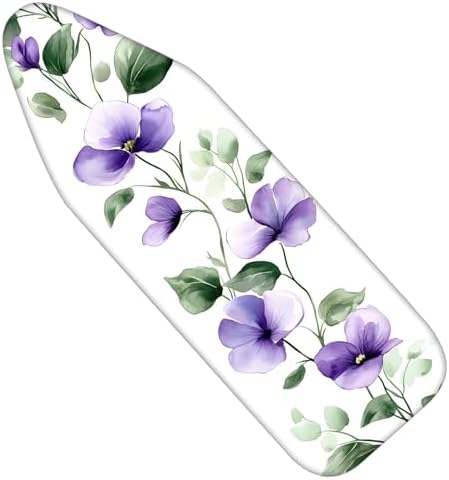 Nuxovilar Purple Flowers Leaves Ironing Board Cover 15x54 Polyester by Nuxovilar