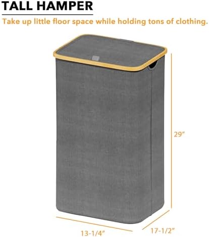 SpaceAid Laundry Hamper with Lid, 110L Large Tall Clothes Basket Bin with - Image 5