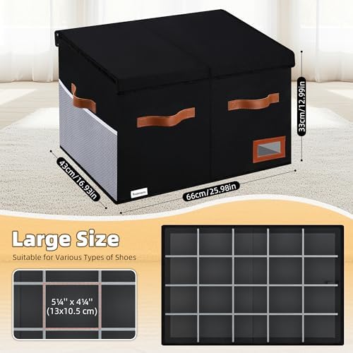 Supowin Large Shoe Organizer for Closet, Foldable Shoe Storage Bin - Image 2
