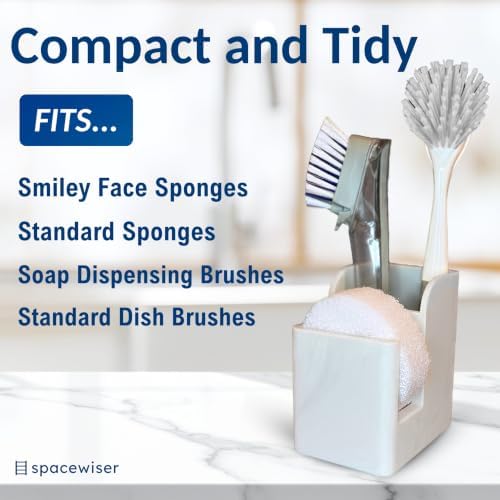 Spacewiser Silicone Sink Caddy – Sponge Dish Brush Holder - Image 2