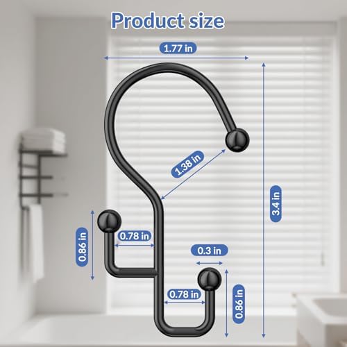 Goowin Shower Curtain Hooks, Anti-Drop Metal Shower Curtain Rings Hooks - Image 6