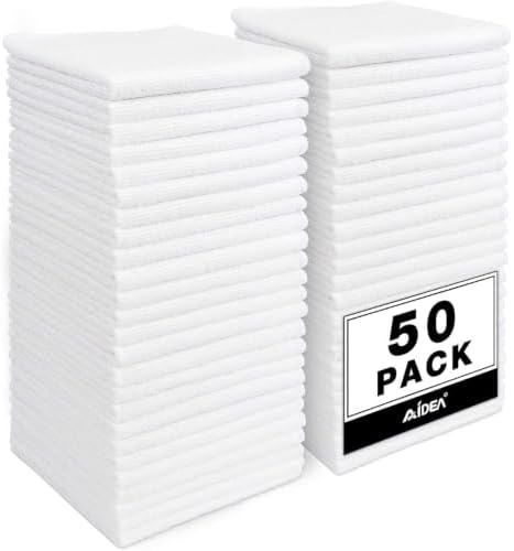 AIDEA White Microfiber Cleaning Cloth, Cleaning Rags 11.5"x 11.5" by AIDEAHOME