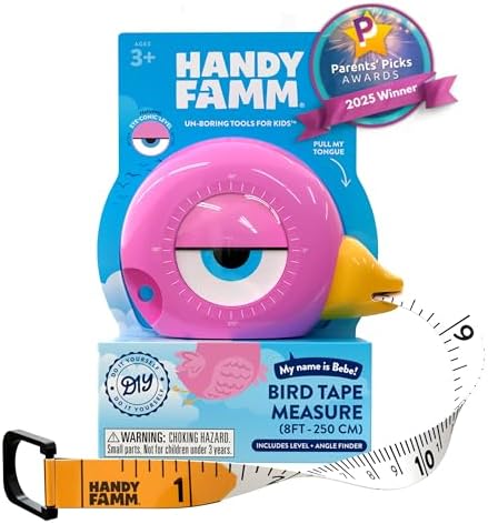 Handy Famm Kids Tape Measure, 8ft Retractable Measuring Tape by HandyFamm