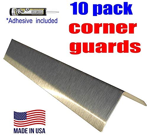 2" x 2" x 48" Stainless Steel Corner Guard, Includes Adhesive, Pack of 10 units