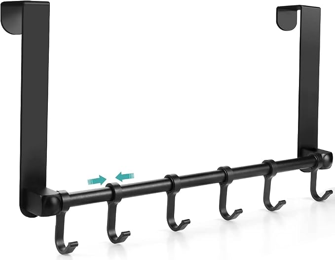 MGahyi Black Over The Door Hooks, Over The Door Towel Rack | 6 Sliding by MGahyi
