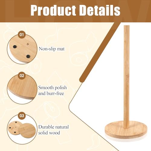 SHENLIU 4Pcs Wood Paper Towel Holder Stand, Kitchen Paper Hanger Rack - Image 3