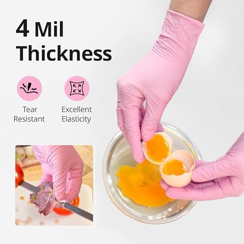 SwiftGrip Nitrile Exam Gloves, 4 Mil, Cherry Blossom, Food Safe Gloves - Image 2