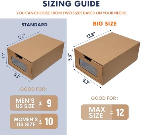Shoe Box 12 Pack, 13.2 x 8.3 x 5.1in Waterproof Storage Boxes, Stationery - Image 2