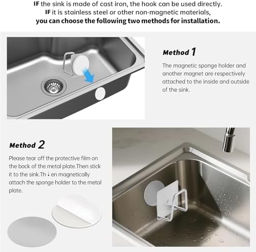 Magnetic Sponge Holder for Kitchen Sink, Strong Magnetic Stainless Steel - Image 4