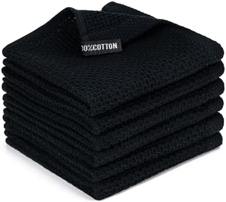 Kitchen Towels 6-Pack Kitchen Dish Cloths, 100% Cotton, 12x12 In by BOOMIBOO