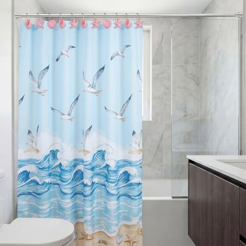 Sliner 12 Pcs Seashell Shower Curtain Hooks Decorative Shower Curtain Hooks - Image 4