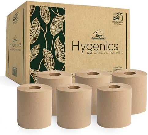 Sierra Hygenics Hardwound Natural Towel Kit, 6 Rolls & Autocut Dispenser - Image 2
