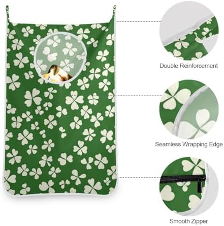 St. Patrick's Day Clovers Green Door Hanging Laundry Hamper Bag - Image 5