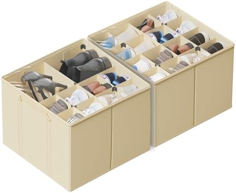 SUOCO 2 Pack Shoe Organizer for Closet, Fits up to 32 Pairs, Small Space Shoe by SUOCO