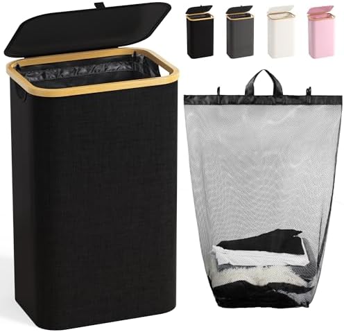 Bathola Laundry Hamper with Lid, Laundry Basket with Removable Bag by Bathola