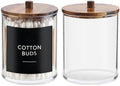 Temoyj 2 Pack Qtip Holder Dispenser - 10 oz Clear Plastic Apothecary Jar by Temoyj