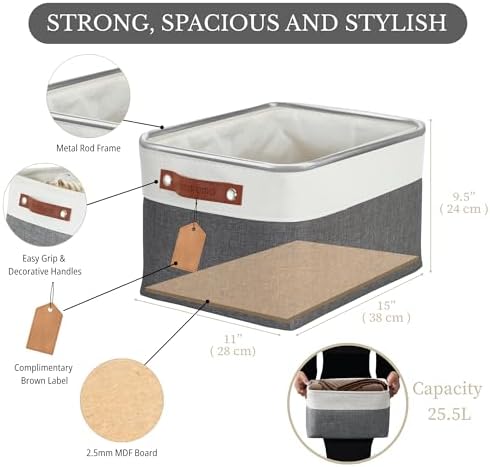 DECOMOMO Storage Bins, Large Fabric Storage Baskets - Image 3