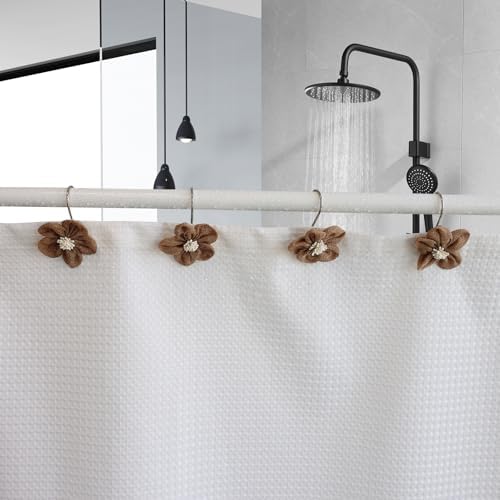Flower Decorative Shower Curtain Hooks, Stylish Fabric Flower Shower Curtain - Image 5
