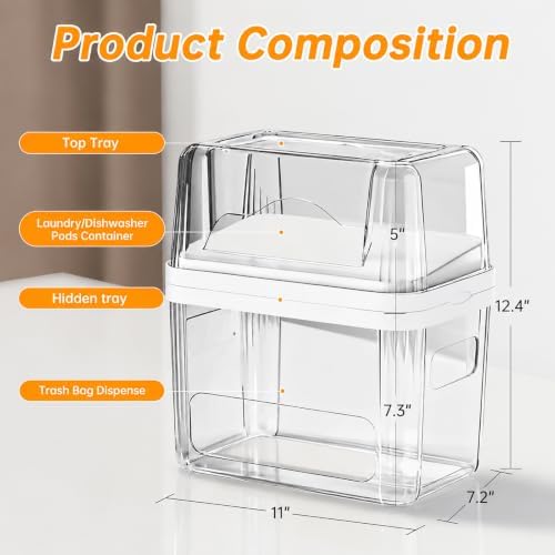 2-in-1 Trash Bag Holder Laundry & Dishwasher Pods Container, Garbage Bag - Image 2