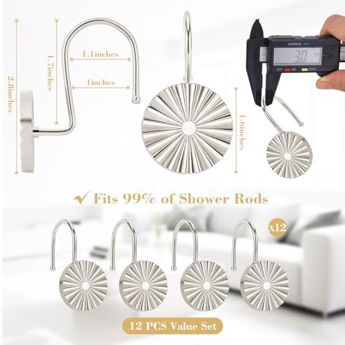 Metal Shower Curtain Hooks, Rust-Resistant Hooks - Image 3