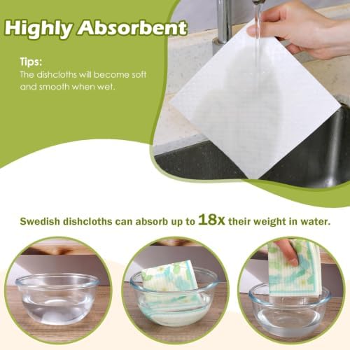 6 Pcs Swedish Paper Cloths for Kitchen, Reusable Paper Towels Washable - Image 4