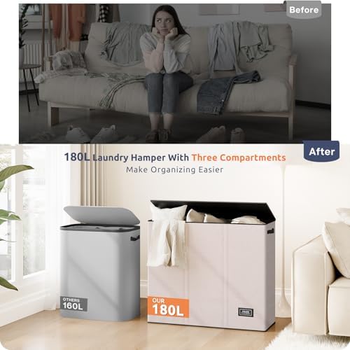 SOLEDI Large Laundry hamper 3 Section - Image 6