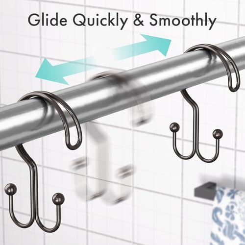 Bathway Bronze Shower Curtain Hooks Ring, Rust Proof Metal Shower Hooks - Image 5