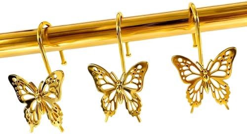 12PCS Decorative Shower Curtain Hooks, Metal Shower Curtain Rings, Rustproof by Unknown