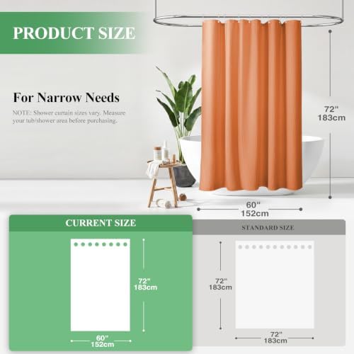 Dynamene Stall Waffle Shower Curtain 256GSM Heavy Fabric 60x72 Burnt Orange - Image 2