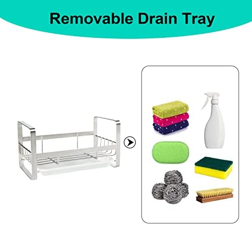 TEZZ Sponge Holder for Kitchen Sink, Stainless Steel Kitchen Storage Sink Caddy - Image 7