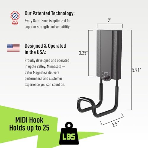 GATOR MAGNETICS MIDI 2.5 in Closed Hooks, 25 lb Magnetic Hooks – 3 Pack - Image 2