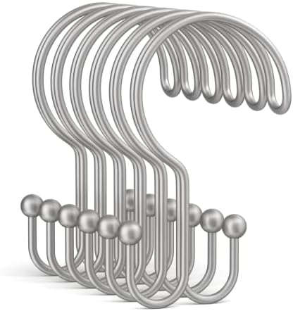 Bathway Matte Nickel Shower Curtain Hooks Ring, Rust Proof Metal Shower Hooks by Bathway