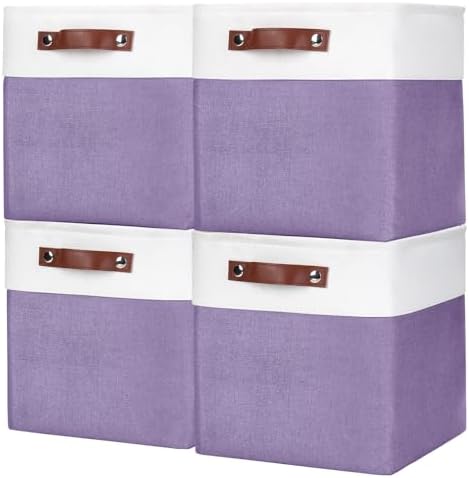 Bagnizer Collapsible Fabric Storage Cubes 11x11 Cube Storage Bins, 4 Pack by Bagnizer