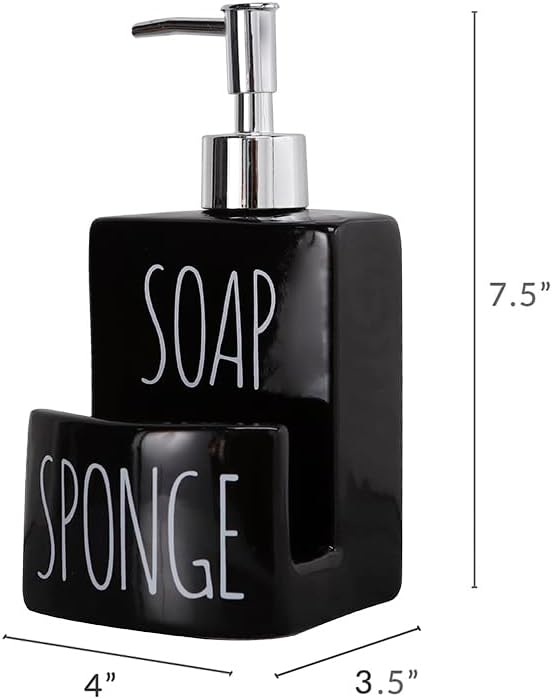 Ceramic Soap Dispenser with Sponge Holder - Image 2