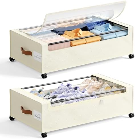 Yecaye 82L Under Bed Storage Containers, Fits 9.4" Under Bed, 2 Pack by Yecaye