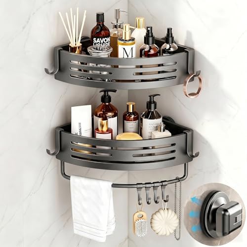 Corner Shower Caddy Suction Cup, 2 Pack Shower Shelves by SUBUCOYO