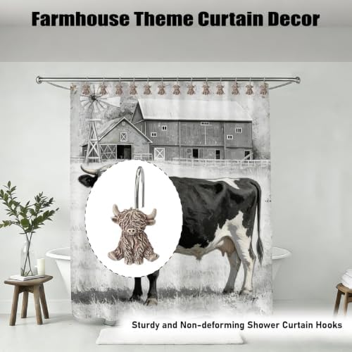 12 Pcs Highland Cow Shower Curtain Hooks - Image 5