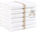 Homaxy 100% Ring Spun Cotton Kitchen Towels 6 Pack, Khaki Stripe by Homaxy