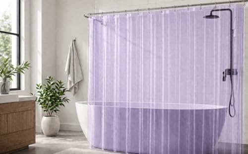 EHZNZIE Purple Shower Curtain Liner 72x72, PEVA Waterproof Bath Curtain - Image 6