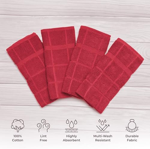 100% Cotton Terry Dish Towels, 4 Pack Plain, 16 x26 Inches, Super Soft and - Image 2