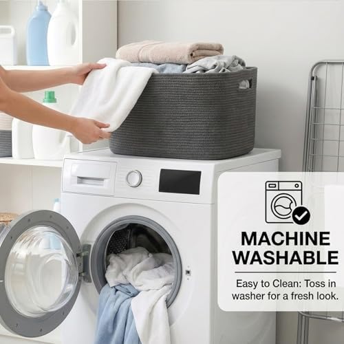JMvicyroam 96L Large Woven Cotton Rope Blanket Basket - Image 6