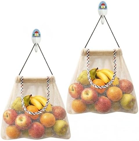 Reusable Hanging Storage Mesh Bags, 2 Bags & 2 Hooks by TAMALL