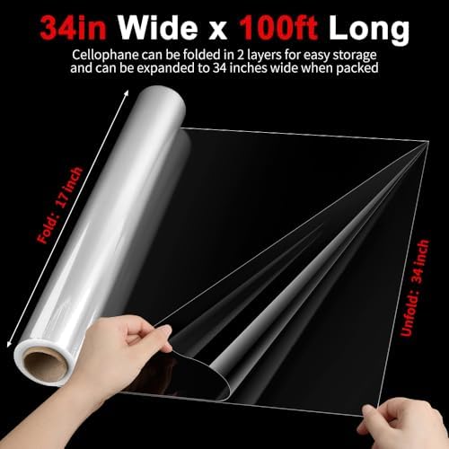 Mauproy 34 In x 100 Ft Clear Cellophane Wrap Roll - Image 2