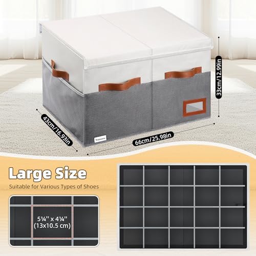 Supowin Large Shoe Organizer for Closet, Foldable Shoe Storage Bin - Image 2