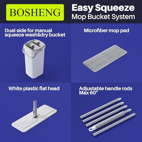 BOSHENG Mop and Bucket Set, Flat Mops - Image 5